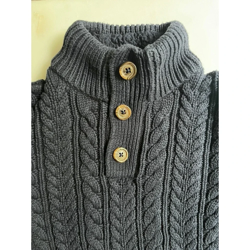 Gap Kids Cable Knit Button Mock Neck Sweater Galaxy Blue size medium 8